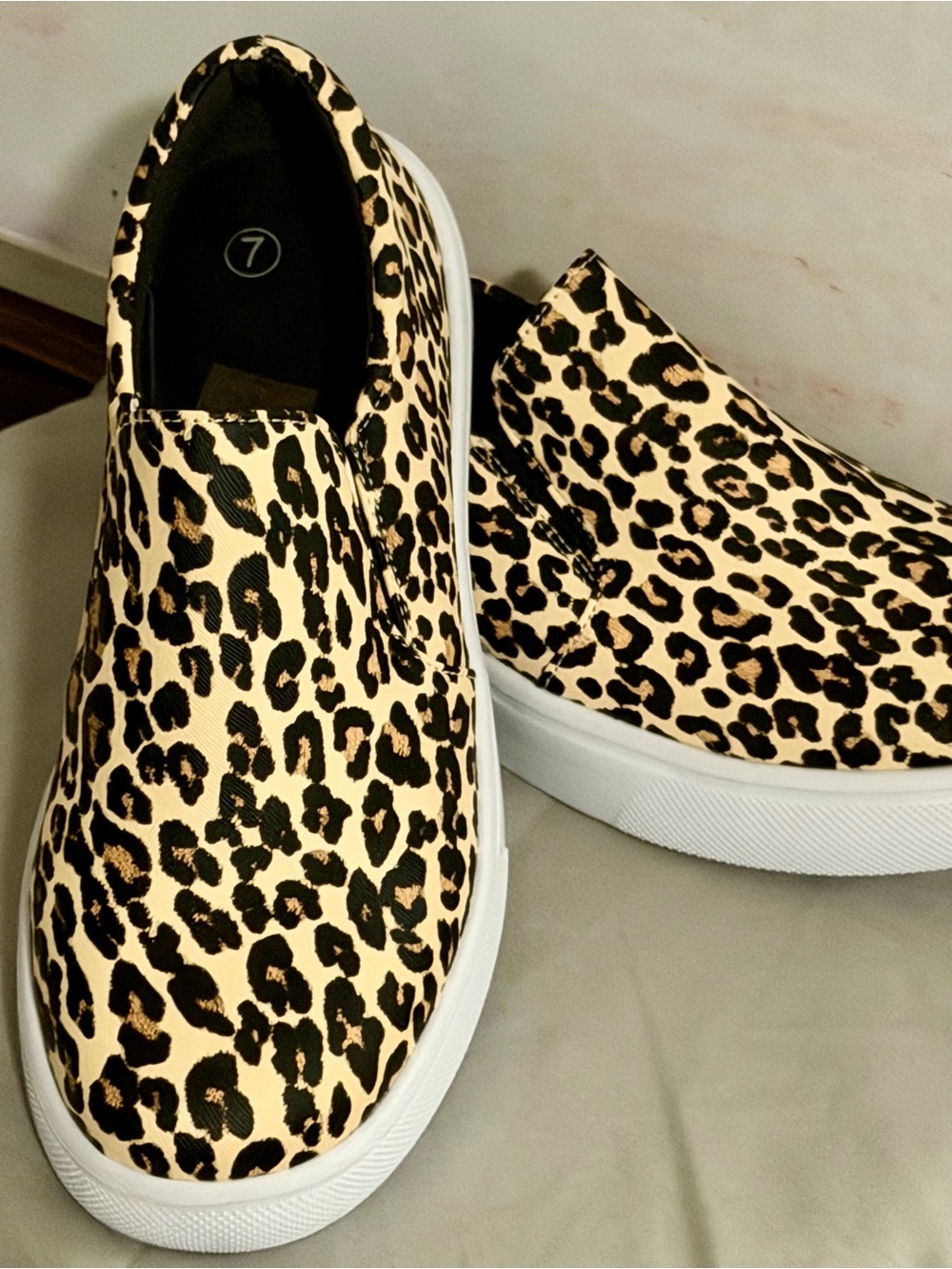 Leopard Print Slip-On Women’s Sneakers - Tan/Black